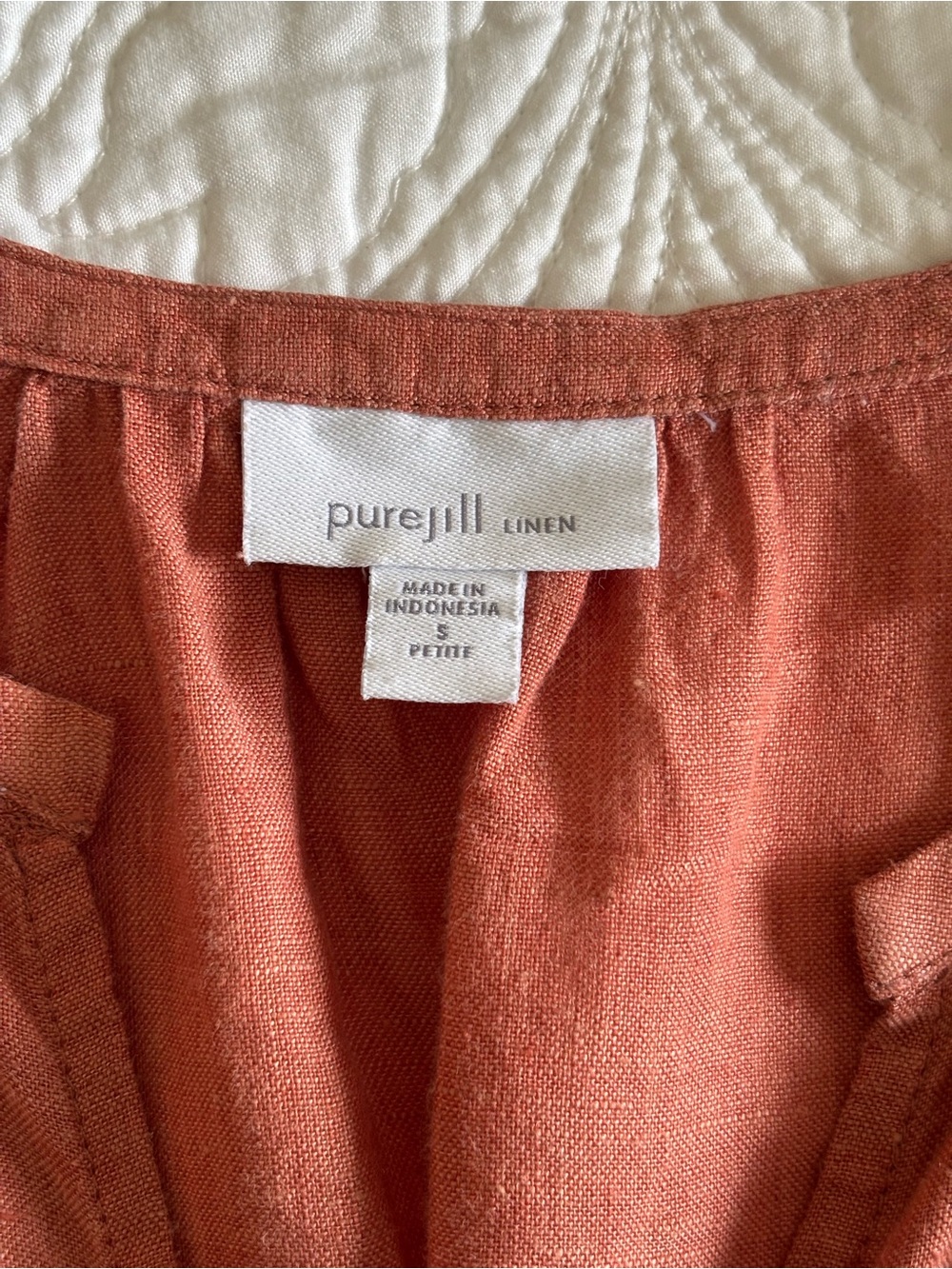 Pure Jill Linen Women's Button-Front Blouse Rust Small - Picture 4 of 4